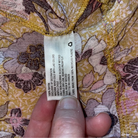 Knox Rose Women's Sleeveless Midi Dress Mustard Yellow Floral Ruffle Size L - Picture 8 of 8